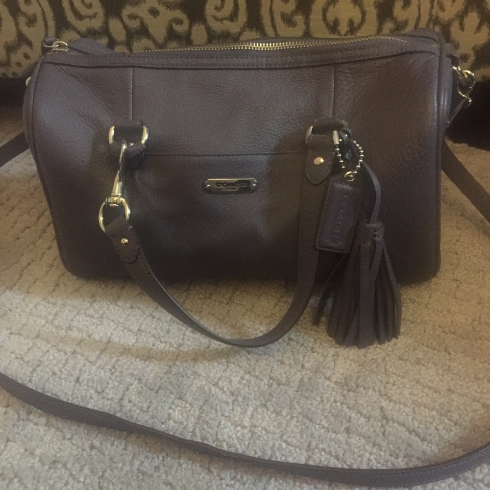 Coach Brown Leather Shoulder Bag with Tassel